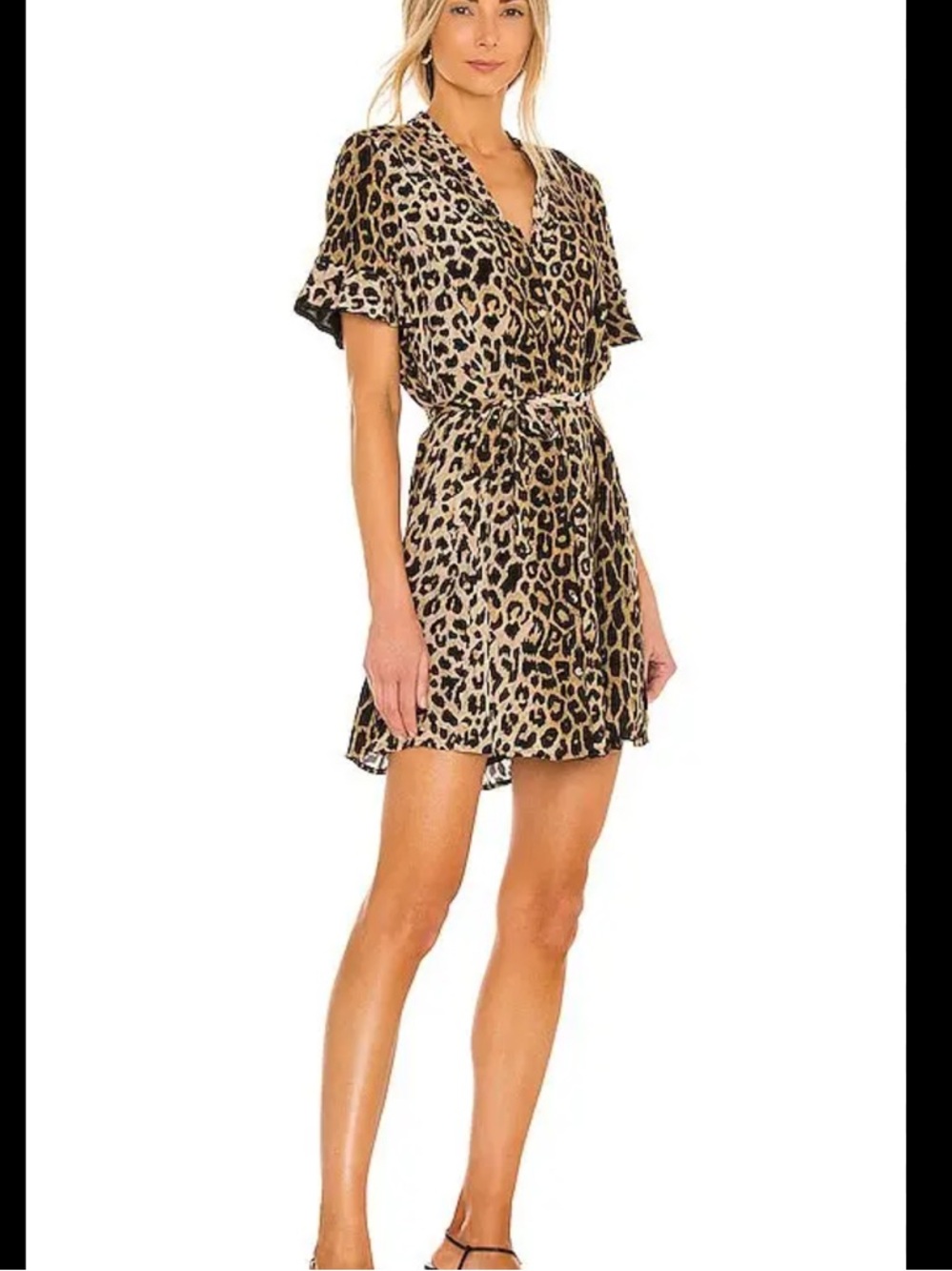ALLSAINTS Fay Leppo Dress Button Down Belted 100% Viscose Mini Dress Size 6